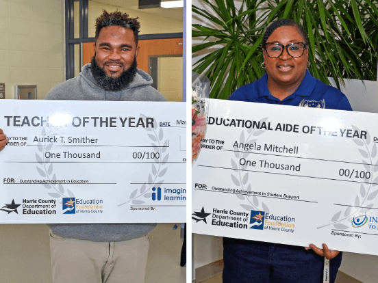  This is a photo of the two educators selected for HCDE's 2023-2024 Educators of the Year